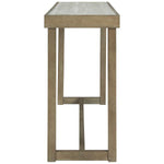 Benzara Faux Marble Top Sofa Table with Wooden Sled Base, Weathered Brown