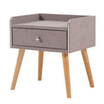 Benzara 1 Drawer Wooden Nightstand with Raised Top, Gray and Brown