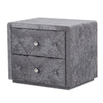 Benzara Fabric Upholstered Wooden Nightstand with 2 Drawers, Gray