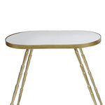 Benzara Obround Mirror Top Accent Table with Angled Metal Legs, Set of 2, Gold