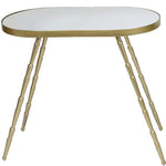 Benzara Obround Mirror Top Accent Table with Angled Metal Legs, Set of 2, Gold