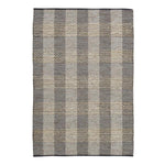 Benzara Hand Woven Fabric Rug with Chevron and Checkerboard Pattern, Medium, Gray