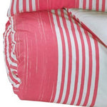 Benzara 2 Piece Fabric Twin Duvet Cover Set with Striped Design, Pink and White