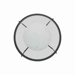 Benzara Glass Top Round Cocktail Table with Marble Shelf, Black and White