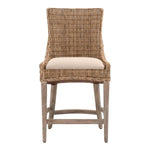 Benzara Wicker and Fabric Counter Stool with Wood Frame, Set of 2, Brown and Gray