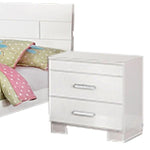Benzara Contemporary 5 Piece Glossy Wooden Full Bedroom Set, White