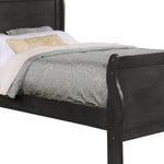 Benzara Twin Size Wooden Sleigh Bed with Panel Legs, Charcoal