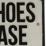 Benzara BM229314 NO SHOES PLEASE Metal Sign Plate with Chiseled Edges, White and Black
