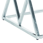 Benzara Diamond Shaped Metal Accent Table with Glass Top, Silver