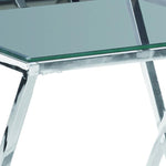 Benzara Diamond Shaped Metal Accent Table with Glass Top, Silver