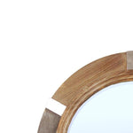 Benzara Round Wooden Beveled Wall Mirror with Metal Accent, Brown