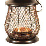 Benzara Bellied Metal Lantern with Glass Hurricane, Bronze