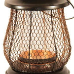 Benzara Bellied Metal Lantern with Glass Hurricane, Bronze