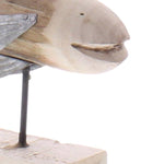 Benzara Wood and Metal Fish Figurine, Small, Brown and Gray