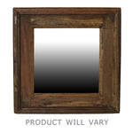 Benzara Carved Reclaimed Wood Molded Frame Mirror, Brown