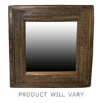 Benzara Carved Reclaimed Wood Molded Frame Mirror, Brown