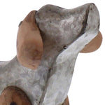 Benzara Metal and Wooden Dog Design Accentdecor, Galvanized Gray and Brown