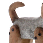 Benzara Metal and Wooden Dog Design Accentdecor, Galvanized Gray and Brown