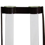 Benzara 2 Metal Frame Support Glass Tube Vase, Bronze and Clear