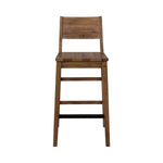 Benzara Plank Style Wooden Bar Stool with Open Low Back, Set of 2, Rustic Brown