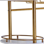 Benzara Oblong Shape Metal Bar Unit with Stemware Rack, White and Gold