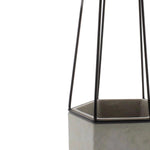 Benzara Hexagonal Cement Planter with Metal Cage, Small, Gray