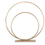 Benzara Metal Concentric Circle Sculpture with Rectangular Base, Set of 2, Gold