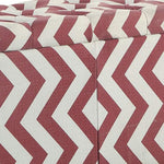 Benzara Fabric Rectangular Storage Bench with Chevron Pattern, Red