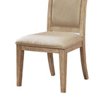 Benzara Wood and Fabric Side Chair, Set of 2, Brown and Beige