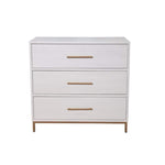 Benzara 34 Inch 3 Drawer Wooden Chest with Metal Base, Small, White