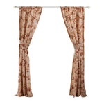 Benzara Munich 4 Piece Flower and Petal Print Fabric Curtain Panel with Ties,Beige