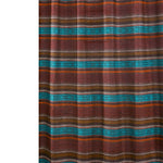 Benzara Oka Fabric Shower Curtain with Stripes and Button Holes, Orange and Brown