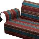 Benzara Oka Fabric Loveseat Protector with Striped Pattern, Brown and Orange