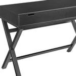 Benzara 30 Inch Lift Top Wooden Desk with X Base, Black