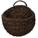 Benzara Willow Interwoven Wall Basket with Curved Handles, Set of 3, Brown