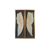 Benzara 51 x 47 Handmade Feather Shadow Box Walldecor, Black and Gold