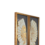Benzara 51 x 47 Handmade Feather Shadow Box Walldecor, Black and Gold