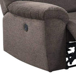 Benzara 39 inch Fabric Power Recliner with Stitched Details, Brown