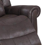 Benzara 41 inch Leatherette Power Recliner with Rolled Armrests, Brown