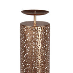 Benzara Contemporary Metal Candleholder with Lattice Cut outs, Gold