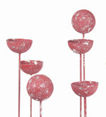 Benzara Multiple Bowl Shaped Metal Candle Bar with Round Base, Pink and Silver
