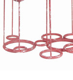 Benzara Multiple Bowl Shaped Metal Candle Bar with Round Base, Pink and Silver