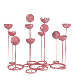 Benzara Multiple Bowl Shaped Metal Candle Bar with Round Base, Pink and Silver