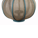 Benzara Farmhouse Wood and Metal Lantern with Mesh Details, Blue and Beige