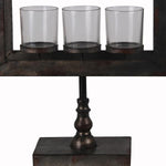 Benzara 3 Votive Glass Candleholder on Metal Pedestal Base, Black and Clear