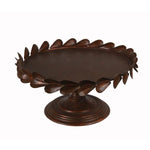 Benzara Traditional Tray with Petal Motif on Pedestal Base, Medium, Copper