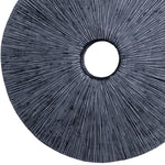 Benzara Ribbed Round Sandstone Wall Decor with Cut Out at Centre, Medium, Gray