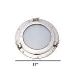 Benzara Glass Inserted Aluminum Porthole Wall Decor With Hinge Joint, Gray