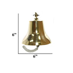 Benzara Nautical 6 Inch Metal Ship Bell with Wall Bracket, Gold