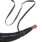 Benzara Ancient Style Powder Horn With Long Strap, Black and Brown
